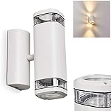 Außenwandleuchte Corneda, Außenleuchte aus Metall in weiß, moderne Wandlampe mit Up & Down-Effekt, 2-flammig, 2 x GU10 max. 18 Watt, geeignet für LED L