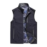 AMZWMFW Männer Beiläufige Frühling Herbst ärmellose Weste tragen auf beiden Seiten Leichte Outdoor Schnell trockene Werkzeugfischerei Dark Blue-3XL