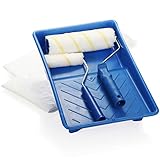 com-four® 7-teiliges Maler-Set - Abdeckplane, Farbroller und Farbwanne, optimal für Dekorations-, Maler- und Renovierungsarb