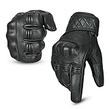 Hand Fellow Leder Motorrad Motorradhandschuhe Touchscreen Hard Knuckle Sommerhandschuhe/Winterhandschuhe Wasserdicht (Winter Schwarz, L)