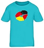 Shirtstreet24, EM/WM 12 - Kussmund Deutschland, Fußball Kids Kinder Fan T-Shirt Funshirt, Größe: 134/146,türk
