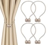 Anstore 4 Stück Magnetische Vorhang Raffhalter Vorhang Clips Seil Rückwärtige Vorhang Halter Schnallen Vorhang Binder Gardinenhalter für Zuhause und Büro Dekoration (Beige)