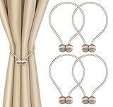 Anstore 4 Stück Magnetische Vorhang Raffhalter Vorhang Clips Seil Rückwärtige Vorhang Halter Schnallen Vorhang Binder Gardinenhalter für Zuhause und Büro Dekoration (Beige)