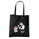 Art T-Shirt, Shoulder S Mario Graffiti, Shopper, Meer, smario-graffiti-bag-blk, Schwarz, smario-graffiti-bag-blk Einheitsgröß