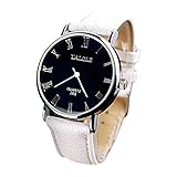 Hirolan Herren Schlichte Uhren Analog Uarz Schwarzes Kunstlederband Wasserdicht Chronograph Datumsanzeige Blu-Ray RöMische Quarz Analoge Armbanduhr Schwarzes Band Schwarzes Zifferblatt N