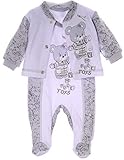 La Bortini Strampler Set 50 56 62 68 Erstlingsset Jäckchen Weiß Grau Bär Unisex Anzug, Größe: Bis Größe 50