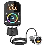 FM Transmitter für Auto Bluetooth 5.0,Dual LCD Display,Bluetooth Transmitter PD 18W Schnelllade,QC3.0 Bluetooth Adapter Auto mit 7 Farbe LED Backlit,Freisprechanlage für Auto B