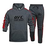 UFC-Herren-Trainingsanzug-Sets, Unisex-Mode, langärmliger Sportanzug, Top + Hose, Fan-Jersey-Trainingskleidung, T-Shirt, Geschenk (Color : Grau, Size : XL)