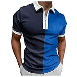 Laufshirt für Männer Sweatshirt T-Shirts für Herren Slim Fit Männliche Sommer Casual Print Reißverschluss Umlegekragen Bluse Kurzarm Tops Shirt F 91