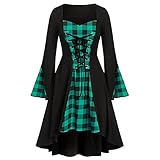 Mymyguoe Gothic Kleidung Damen Einfarbig Mittelalter Prinzessin Kleid Kleider Mode Kostüm Muster 1950er Jahre Hausfrau Langarm Lässigmit Reißverschluss Party Abendkleid Cosplay