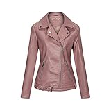 GFGHH Damen Kunstlederjacke Jacke Tailliert Taille Biker Style Motorradjacke Bikerjacke Übergangsjacke Ladies Oberbekleidung Frauen PU Lederjacke Leather Jacket Fashion Retro Winddicht Warm Verdick