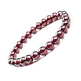 Moni rotes Edelstein-Armband, Edelstein, Perlen, Stretch-Armband für Eltern, Freunde, 6 mm,