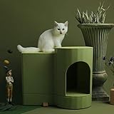 HONGFEISHANGMAO Katzenkiste Kreative Großes Katzenklo, Komplett Geschlossene Schublade Typ Katzentoilette, Anti-Verspritzen Streu Holzmaserung Form Katzenklo Katzenmöbel (Color : Green)