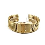 HELING 18mm 20mm 22mm 24mm Milanese Strap Edelstahl Mesh Massive Metall Faltschnalle Männer Ersatzband Armbanduhr Accessori (Band Color : Gold, Band Width : 20mm)