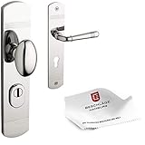 Türgriffe von Beschläge Hamburg: Eingangstür Schutzbeschlag Emily 70-09 MPN PVD 72 — Sicherheitsgarnitur Wohnungseingangstür — Türdrücker, Nickel poliert PVD b