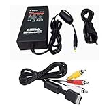 DARLINGTON & Sohns Zubehör Set für Playstation 2 Slim PS2 AC Adapter + TV Fernsehkabel Ladegerät Ladekabel Stromkabel AC Adap
