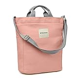 Maymooner Damen Canvas Tote Bag Schulhandtaschen Damen Casual Crossbody Schultertasche, Pink - Almond Pink - Größe: Einheitsgröß