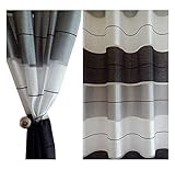 FKL DESIGN Home Deco Halbtransparent Ösenvorhang Ösenschal Schal Dekoschal für Fenster Dekorative Gardine Farben Streifen 2er Set Vorhänge mit Ösen 145x245 cm AGV (V8)