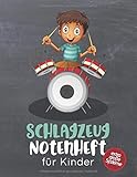 Schlagzeug Notenheft für Kinder: Blanko Notenheft mit 8 extra großen Systemen pro Seite für kleine Schlagzeugerinnen & Schlagzeuger, 100 Seiten A4, ... Instrumentalunterricht, Musik