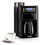 Klarstein Aromatica II Kaffeemaschine mit Mahlwerk, Timer, 1000 W, 1.25L Thermoskanne für 2-10 Tassen, Filterkaffeemaschine mit Mahlwerk, inkl. Permanent- und Aktivkohle Filter, schw