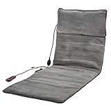 CO-Z 10 Motoren Massagematte mit Wärmefunktion Ganzkörpermassagegerät Massageauflage 9 Modus Massage Heizkissen Vibrationsmatte mit Timer für Rücke-, Beinmassagegerät (Grau-Abnehmbare Kopfstütze)