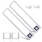 LED Unterbauleuchte Küche mit 31 LEDs, 2 Pack 20cm Ultra Dünn Wiederaufladbare LED Sensor Licht Schrankleuchte mit Bewegungsmelder Schranklicht Lichtleiste für Küche, Schrank, Kofferraum, Trepp
