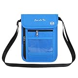 ACBungji Brustbeutel RFID Blocker Schutzhülle Reise Brusttasche wasserdicht umhängetasche Brieftasche Organizer für Kreditkarten Reise-Pass Handy (Blau)