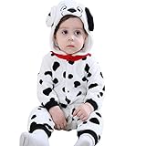 Greneric Unisex Baby Dalmatiner Kostüm Overall Baby Rollenspiel Outfit mit Tier-Kapuzenstoff Strampler Cosplay Schlafanzug (24-30 Monate, Dalmatiner-Hund)