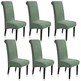 TIANSHU Twill Esszimmerstuhl Bezug mit Langer Rückenlehne 6 Stück Set, abnehmbare waschbare Stuhlbezüge für die Zeremonie im Hotel-Esszimmer Bankett Hochzeitsfeier Dekor (6 Stück Set, Cyan)