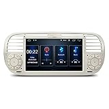 XTRONS Autoradio-Player für Fiat 500 (2007-2015), 1 DIN, 17.8 cm (7 Zoll), Touchscreen, GPS-Navigation, CarAutoPlay, unterstützt Full Cinch WIFI OBD2 DVR TPMS für Fiat 500 (2007-2015) (cremefarben)
