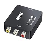 QGECEN Mini RCA Composite AV zu HDMI Video Audio Konverter Adapter Box mit USB Ladekabel für PS2 WII Gamecube Kamera VHS VCR DVD