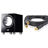 Canton Sub 1200 R Aktives Subwoofersystem (500/750 Watt, 1-er Stück) Hochglanz-schwarz & Oehlbach BOOOM 200 - Subwoofer Y-Cinch-Kabel (2 x Cinch auf 1 x Cinch) - 2