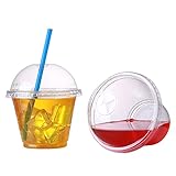 Kartalio, Einweg-Plastikbecher mit Kuppeldeckel, 255 ml, 100 Stück