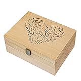 EXISTING Aufbewahrungsbox aus Holz mit Blumenherz, lasergeschnitten, dekorative Aufbewahrungsbox mit Deckel und Schloss, große Holztruhe für Jahrestag, Hochzeit, Erinnerung, Geburtstag, Babyparty