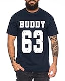 Buddy Football 63 Movie Star Film Herren T-Shirt, Farbe:Dunkelblau, Größe:XL