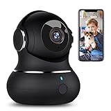 little smart elf Überwachungskamera, [2022 Neu] 1080P Hunde Kamera mit Bewegungserkennung, Nachtsicht, Zwei-Wege-Audio, WLAN IP für Haustier/Hunde, 360 Grad Babyphone kompatibel Alexa, Schw