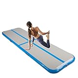 Y-NOT Gymnastikmatte 3M/4M/5M/6M Aufblasbar Tumbling Matte Trainingsmatte Turnmatte Bodenmatte Inflatable Yoga Gymnastics Fitness Mat (Blau, 300x100x10 cm)