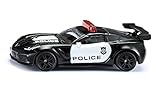 siku 1545, Chevrolet Corvette ZR1 Police, Metall/Kunststoff, Schwarz/Weiß, Motorhaube zum Öffnen, USA-Polizei Desig