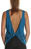 icyzone Damen Tank Tops Rückenfrei - Sport Oberteil Yoga T-Shirt Casual Bluse Vest Ärmellose (S, Denim)