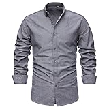 Hemd Herren Revers Slim Fit Langarmshirt Herren Business Work Lässig Hemd Herren Frühling Herbst Komfortabel Atmungsaktiv Basic Shirt Herren Klassisch Knopfleiste Hemd Herren E-Grey L