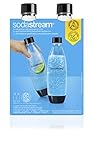 SodaStream DuoPack Fuse 2x 1L KST-Flasche - spülmaschinengeeignet (BPA frei) - Ersatzflaschen für SodaStream Wassersprudler mit PET-Flaschen, Schwarz, 9x17.2x29