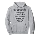 Hanukkah Jewish Holidays Distress Schriftart Hebräisches Wort Gelt Pullover H