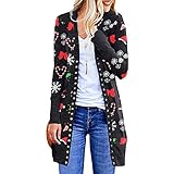 ZYHOOD Damen Weihnachtsstrickjacke Damen Langarm Strick Oversize Pullover Winter Leichte Open Front Top Oberbekleidung Casual Coverup Coat Damen Weihnachten Strickcardigan Lang Cardigan Winterjack