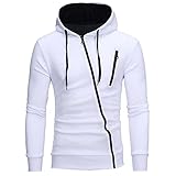 JELLYB Sweatshirt Herren Urban Mode Farbabstimmung Schräger Reißverschluss Design Herren Laufshirt Herbst Winter Slim Fit Mit Kapuze Cardigan Männer Long