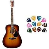 Yamaha F310 TBS Westerngitarre braun sunburst – Hochwertige Dreadnought-Akustikgitarre – 4/4 Gitarre aus Holz & CASCHA Guitar Picks 12er Set - Guitar Pick Set 12 Stück