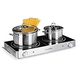 Klarstein VariCook - Doppel Induktionskochplatte Induktionskochfeld, 2 Platten mit Aluminiumgehäuse, Glaskeramik-Platte, Doppelkochplatte mit Überhitzungsschutz, 3000 Watt, silb