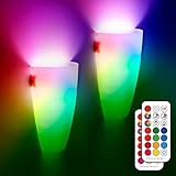 Innen LED Wandleuchten, 2 Pack 10W RGB+Warmweiß Moderne Beleuchtung Fernbedienung mit E27 Farbwechsel Glühbirne Wohnzimmer Veranda Korridor Treppen (fest verdrahtet verbinden, nicht batteriebetrieben)