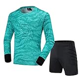 Torwart-Fußball-Trikot Gepolstertes Uniform Antikollisions Torwart-Bekleidung Lange Ärmel shemd und -Short Hosen Fußball-Torwartanzug Trainingskleidung -Kit für Erwachsene Kinder Z0-8,F,L