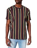 Urban Classics Herren Printed Oversized Retro Stripe Tee T-Shirt, midnightnavy/burnedred, XL