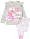 Peppa Pig Pyjamas für Mädchen Mesh Pocket Grey Pink Glitter T-Shirt & Legging